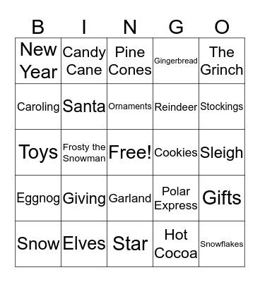 Happy Holidays!  Bingo Card