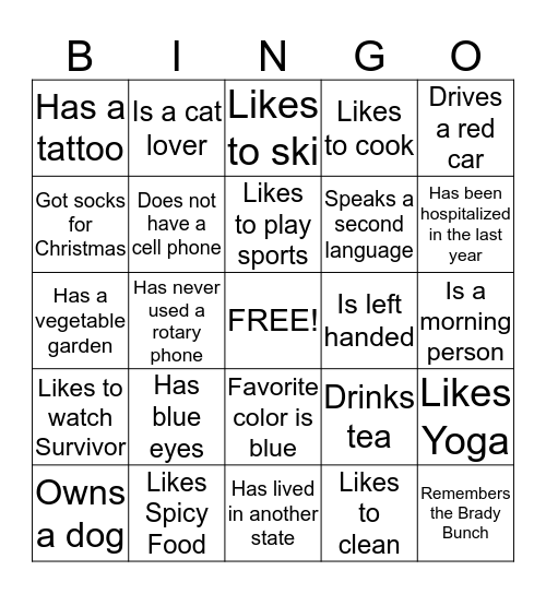 People Bingo Card