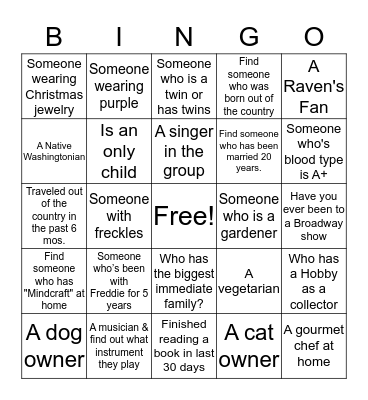 Bingo Mingle Bingo Card