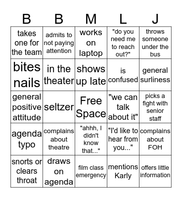 LET'S HAVE A MEETING! Bingo Card