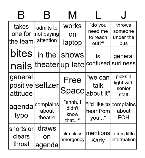LET'S HAVE A MEETING! Bingo Card