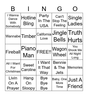 December 2019 SINGO! Bingo Card