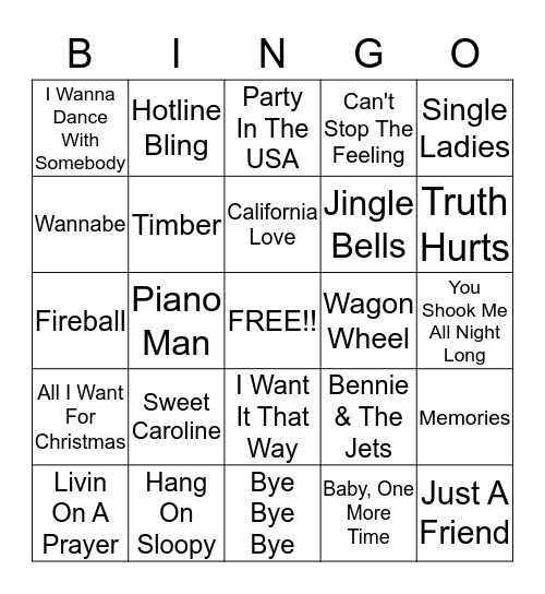 December 2019 SINGO! Bingo Card