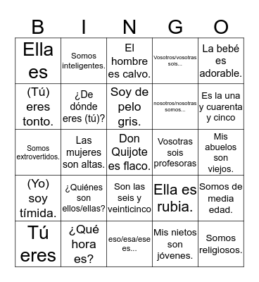¿Qué hora es? Bingo Card