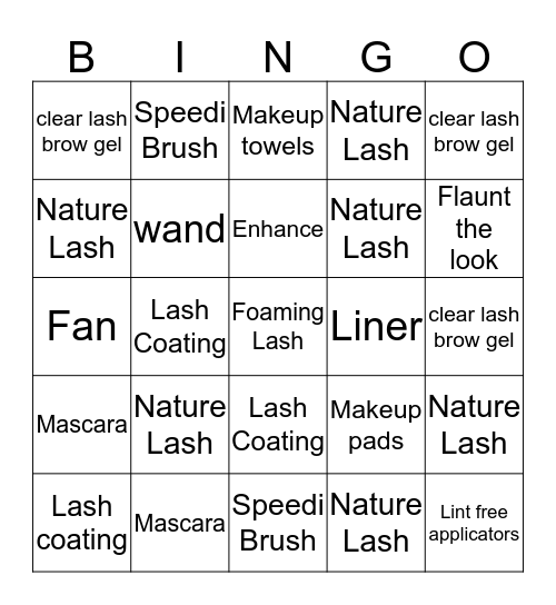 Lash Bingo  Bingo Card