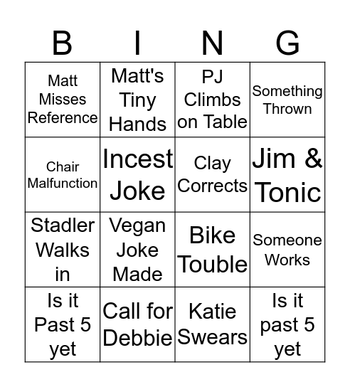 Cart Lab Bingo Card