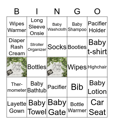 Baby Shower Bingo Card