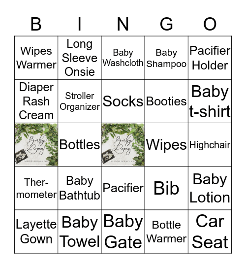 Baby Shower Bingo Card