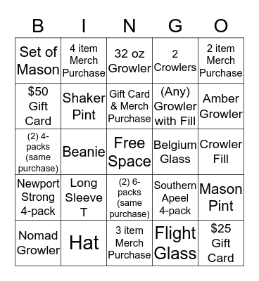 Shortway Sales Challenge  Bingo Card