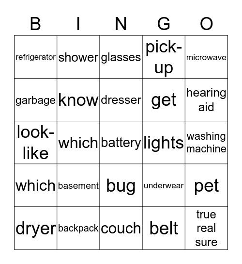 Lesson 9 & 10 Bingo Card