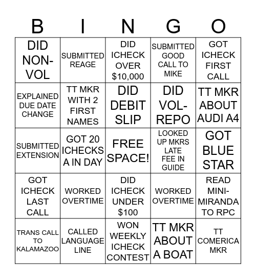 TEAM 5 BINGO CHALLENGE!!! Bingo Card
