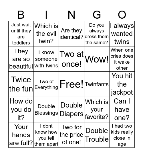 TWIN BINGO "TWINGO"!! Bingo Card