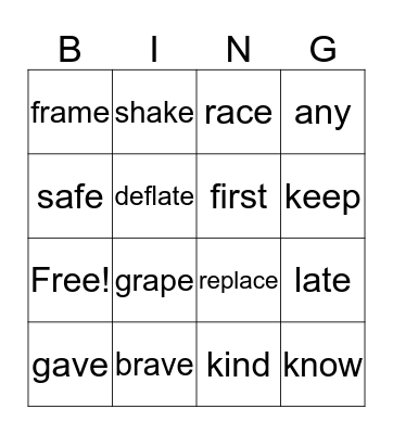 December Vocabulary Bingo Card