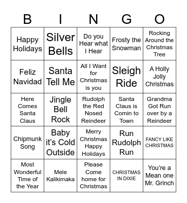 Christmas Time Bingo Card