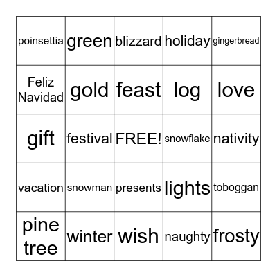 CLAIMS HOLIDAY BINGO Card