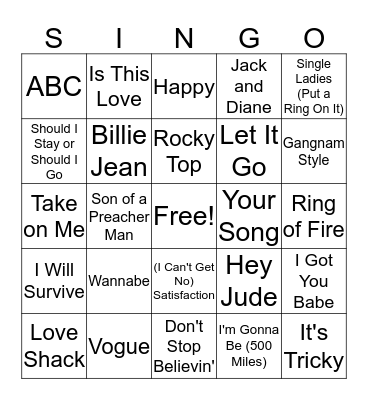 EA SINGO Bingo Card