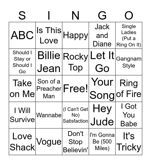 EA SINGO Bingo Card