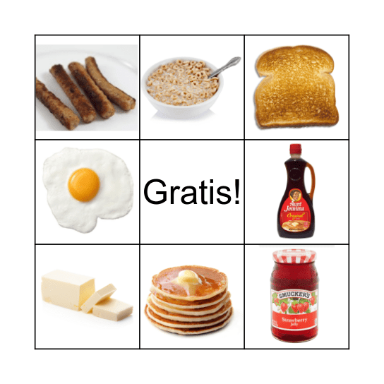 DESAYUNO Bingo Card