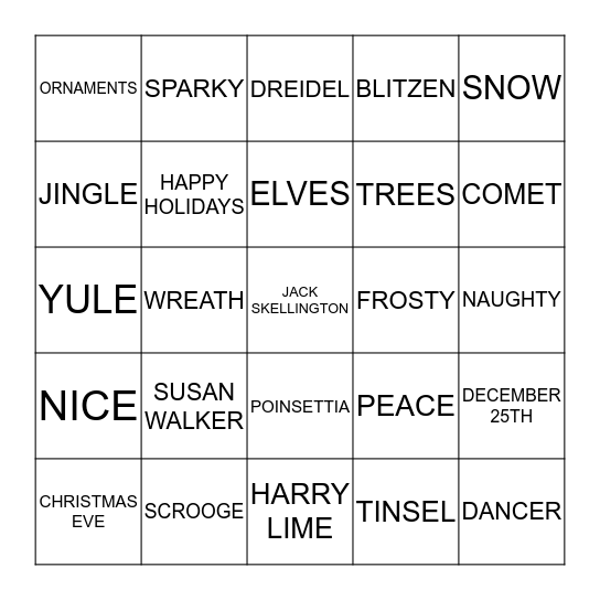 PHARMACY CHRISTMAS BINGO Card