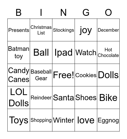 Host Christmas BINGO Card