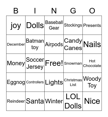 Host Christmas BINGO Card