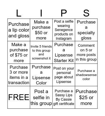Sassy Lips By Cassie  Bingo Card