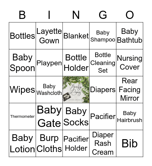 Baby Shower Bingo Card