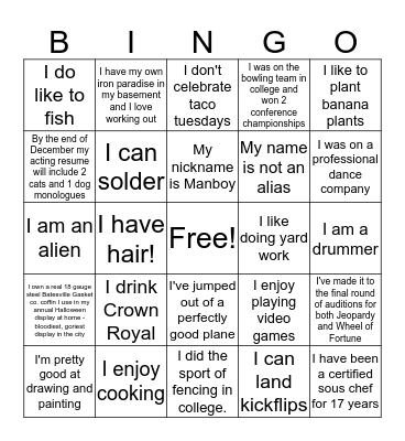 Get To Know You Bingo Card