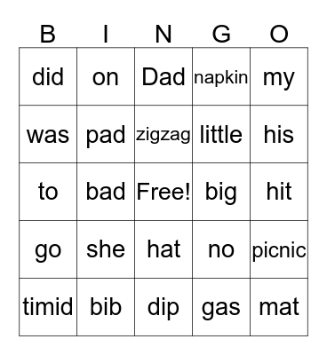PFR List 4 Bingo Card