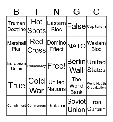 COLD WAR BINGO Card