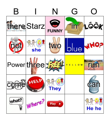 Sight Words Bingo Card