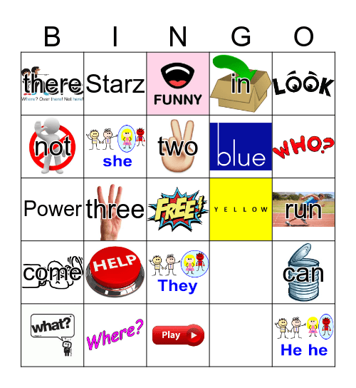Sight Words Bingo Card