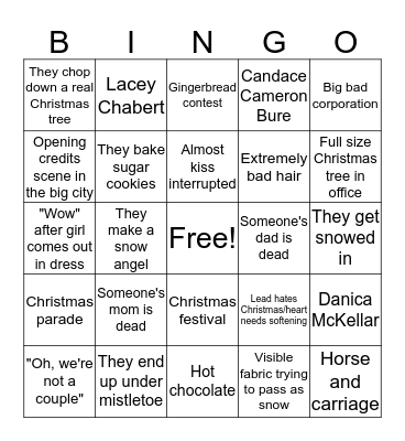 Christmas Hallmark Movie Bingo Card