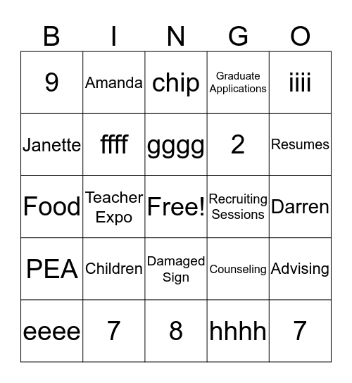 Career Centre BINGO!! Bingo Card