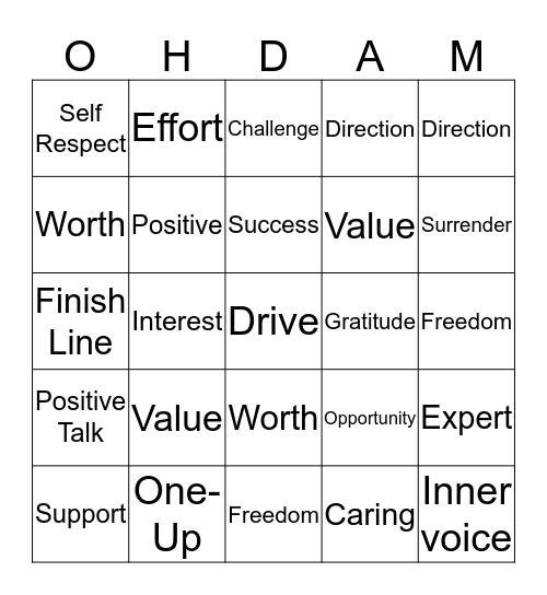 Motivational Bingo Card