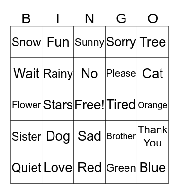 ASL Bingo Card