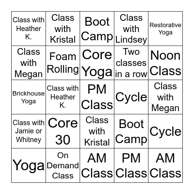 BodyLift Fitness January Bingo Card