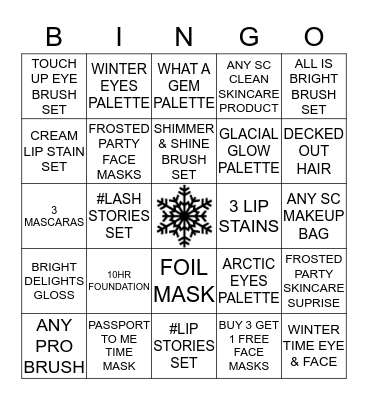 SEPHORA COLLECTION HOLIDAY Bingo Card