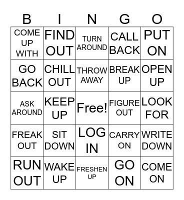 PHRASAL VERBS  Bingo Card