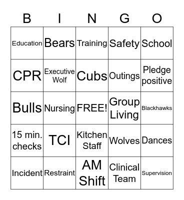 Northern Illinois Academy Bingo Card