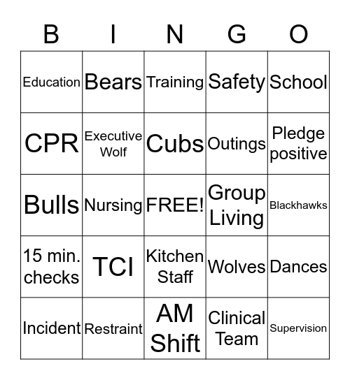 Northern Illinois Academy Bingo Card