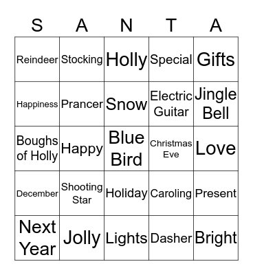Holiday First Friday Bingo Card