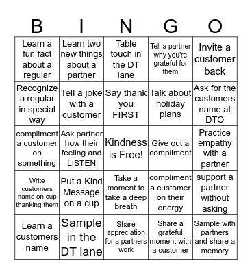 BE KIND BINGO  Bingo Card