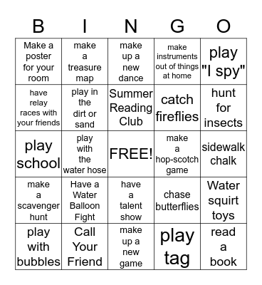 1st Grade Summer Time Bingo Card