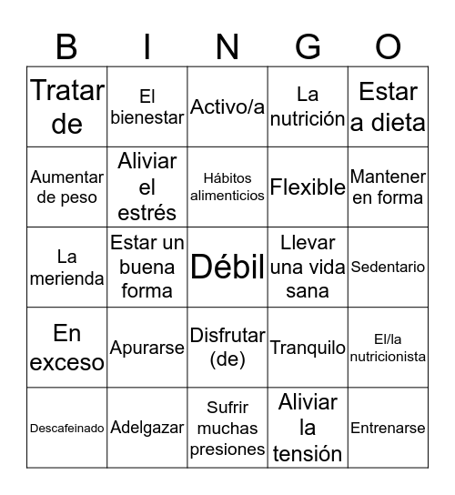 Vocabulario Lec. 3 Bingo Card