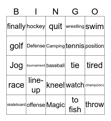 Sports  Review  Bingo Card