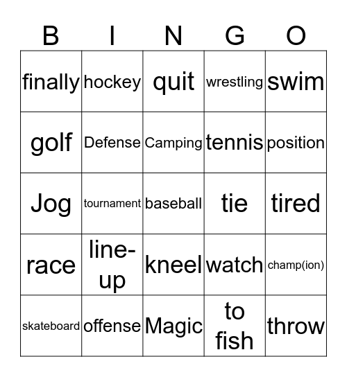Sports  Review  Bingo Card