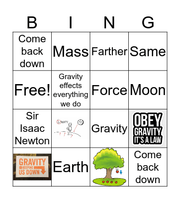 Gravity Review Bingo Card