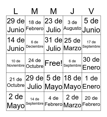 Los Datos Bingo Card
