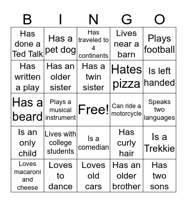 HUMAN BINGO Card